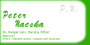peter macska business card