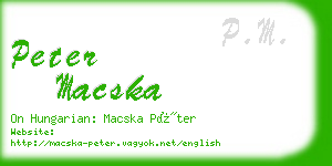 peter macska business card